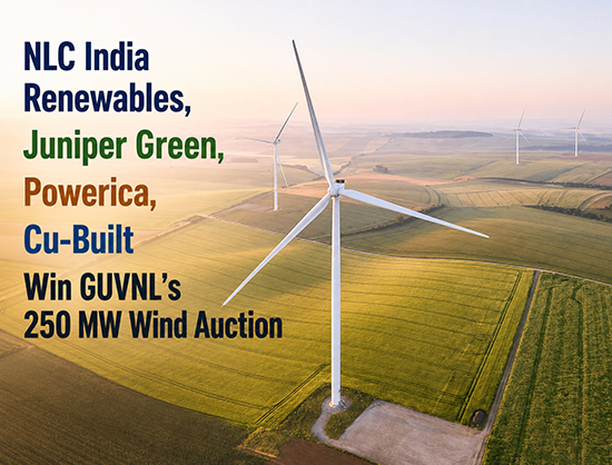 NLC, Juniper, Powerica, Cu-Built Win GUVNL’s 250 MW Wind Power Auction