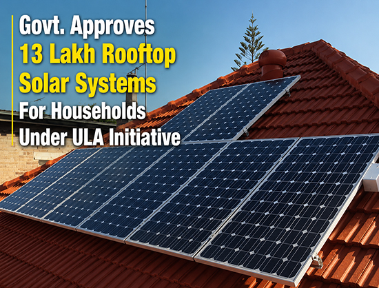 Govt Approves Over 1.3 Million Rooftop Solar Installations Under ULA Model