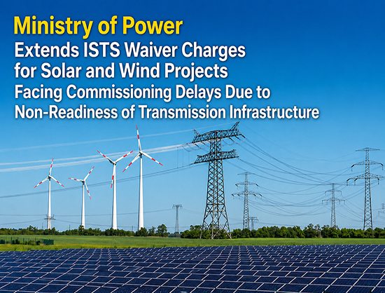 Ministry of Power Extends ISTS Charge Waivers for Solar, Wind Projects Hit by Grid Delays