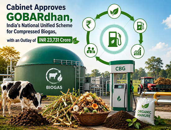 Cabinet Approves INR 23,731 Crore GOBARdhan Scheme to Boost India's CBG Production