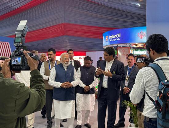 Prime Minister Narendra Modi visits the Ireda pavilion to “Utkarsh Odisha: Make in Odisha Conclave 2025”