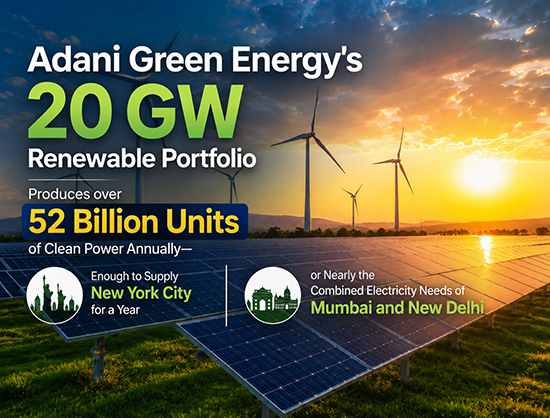 Adani Green Energy Surpasses 20 GW Operational Renewable Energy Capacity Milestone