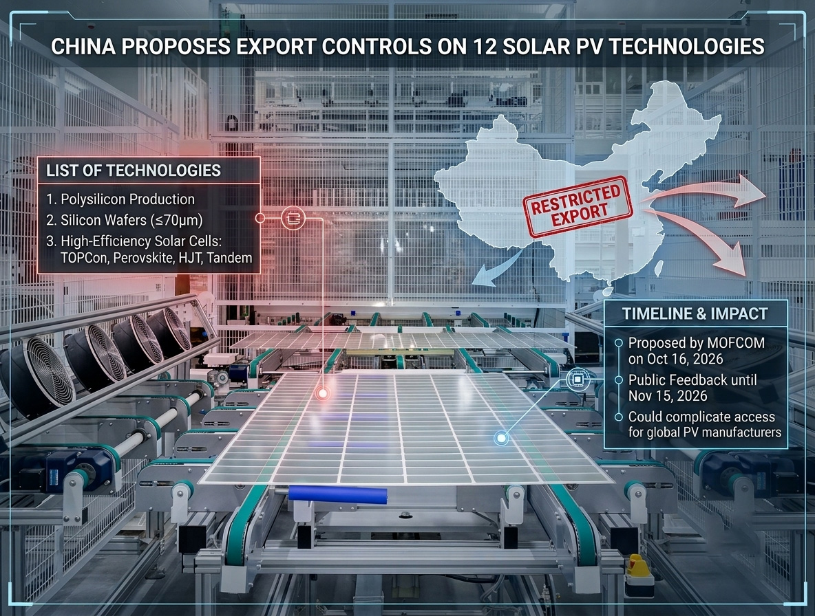 China Proposes Export Controls on 12 Solar PV Technologies